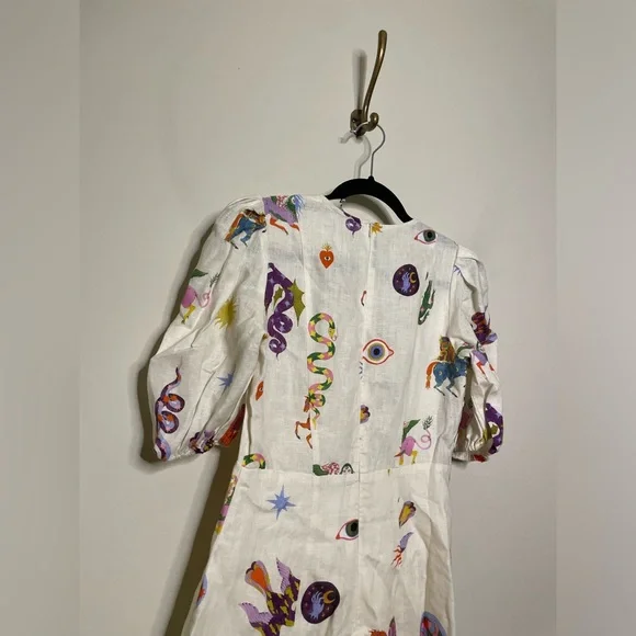 ALEMAIS Aether Abstract Print Linen Midi Dress - Picture 9 of 10